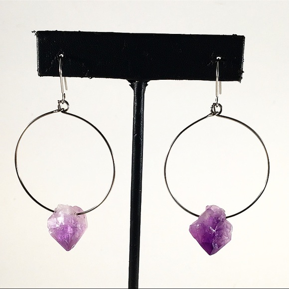 Crystal cove boutique Jewelry - Amethyst Crystal Hoop Earrings